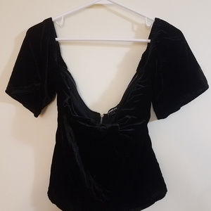 Express Black Velvet Off Shoulder Top NEW with Tag